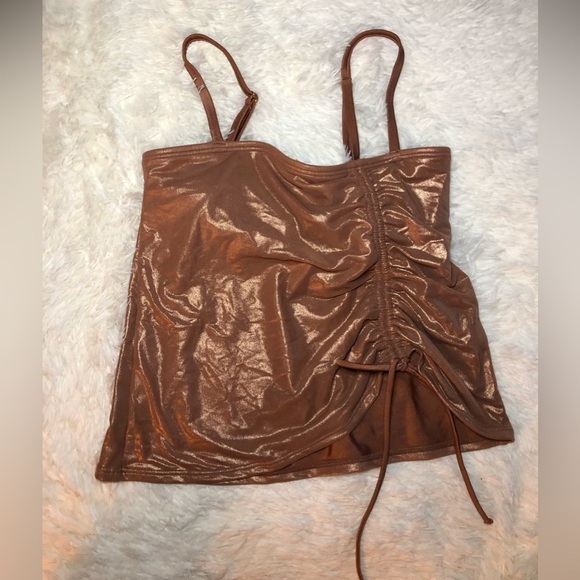VENUS Shimmering Bronze Metallic Ruched Bikini Top size 6 - Picture 12 of 12